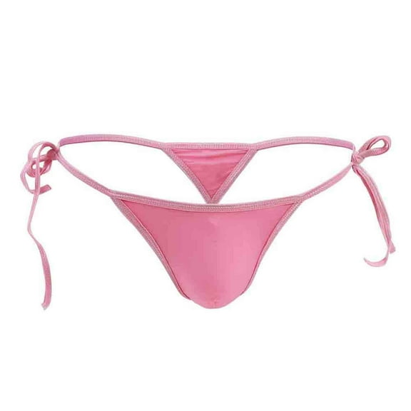 XMMSWDLA men Ice Silk Bikini low rise tie String Adjustable Briefs Underwear for Men