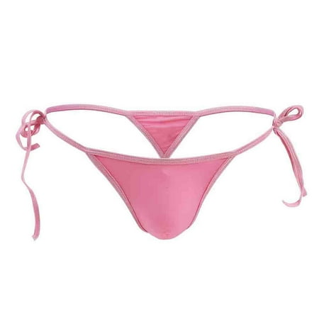 

Juebong Mens Plus Size Clearance $5 New Sexy Elastic Ice Silk Men s Lace-up Underwear Sexy Seamless Breathable Thong T-pants Pink One Size