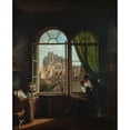 thumbnail image 2 of Louise Adéone Drölling 12x14 Gold Ornate Wood Frame and Double Matted Museum Art Print Titled - Interior of an Artist, with a View of the Facade of the Church of Saint-Eustache (1815), 2 of 4