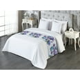 thumbnail image 3 of Blooming Floral Bed Runner, Romantic Flowers with Watercolor Style on Jumble Back Print, Decorative Accent Bedding Scarf for Hotels Homes & Guest Rooms, King, Deep Sky Blue Pale Lilac, by Ambesonne, 3 of 3