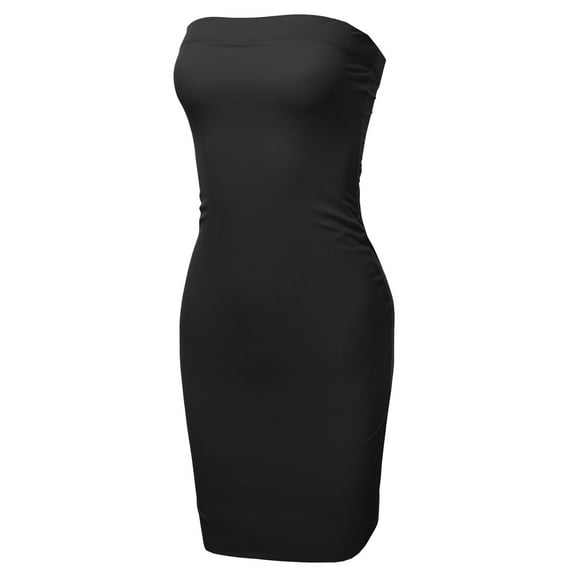 FashionOutfit Women's Solid Double Lining Sexy Tube Mini Dress
