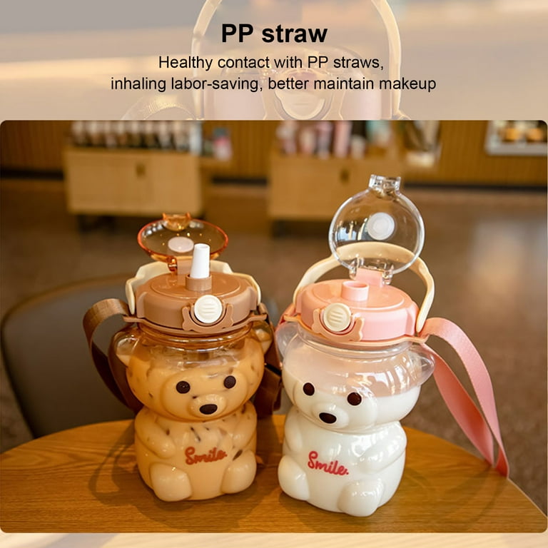 EDITHE Kawaii Bear Straw Bottle, Large Kawaii Bear Shaped Water Bottle with  Straw and Strap, Cute Po…See more EDITHE Kawaii Bear Straw Bottle, Large