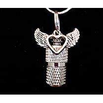 Classic Mini Silver Personal CREMATION URN Keepsake w/Winged Open Heart - Includes Velvet Pouch & Fill Kit