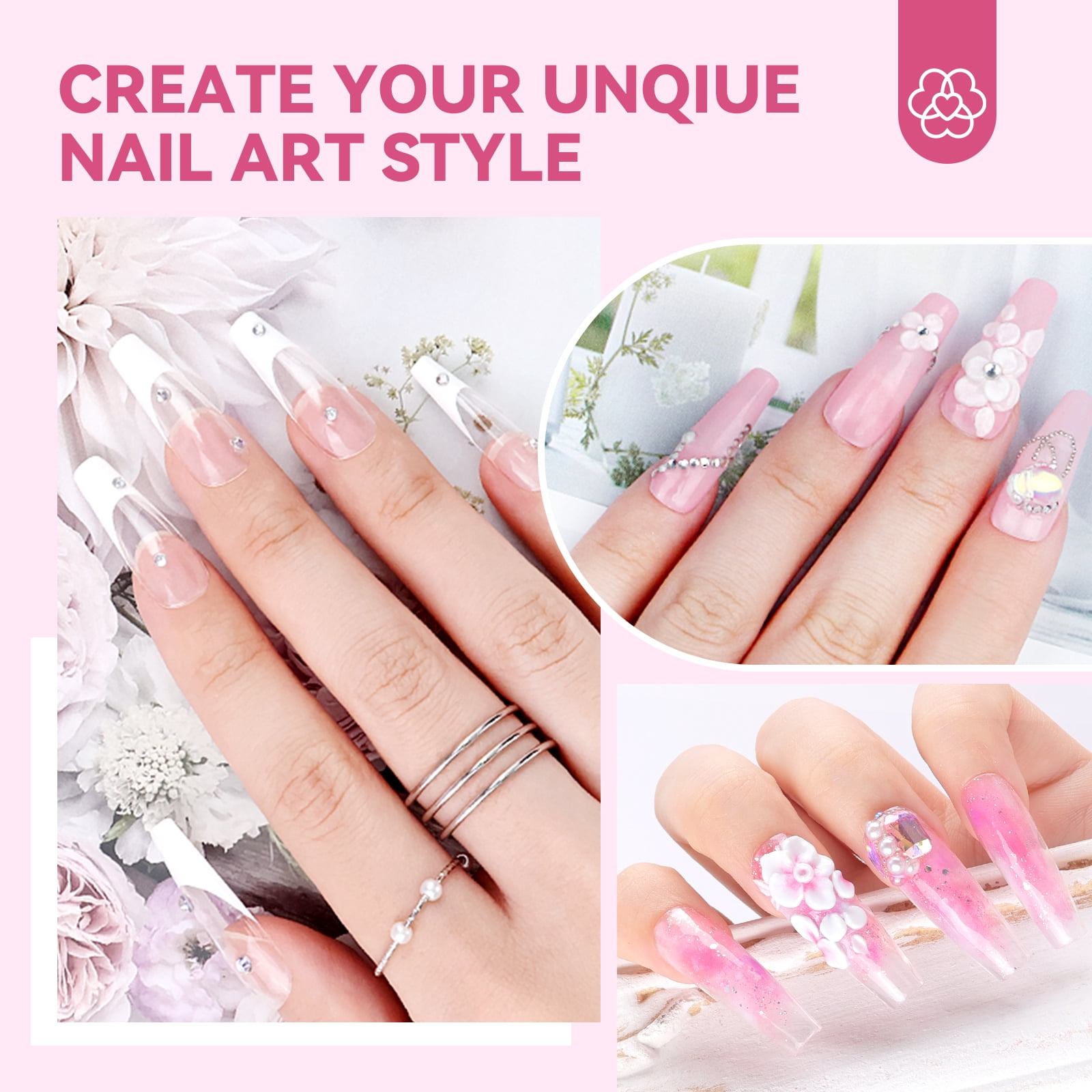 SAVILAND Acrylic Nail Kit with Everything : Acrylic Powder and Liquid Set with Gel Nail Polish Acrylic Nail Brushes Nail Decoration Nail Supplies for Beginners