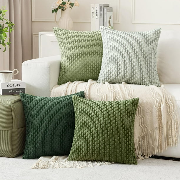 Juego de 4 fundas de almohada decorativas MIULEE, 46 x 46 cm, color verde