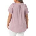 thumbnail image 4 of Women's Plus V Neck Short Sleeve Eyelet Embroidery Casual Blouse 1X Pink, 4 of 6