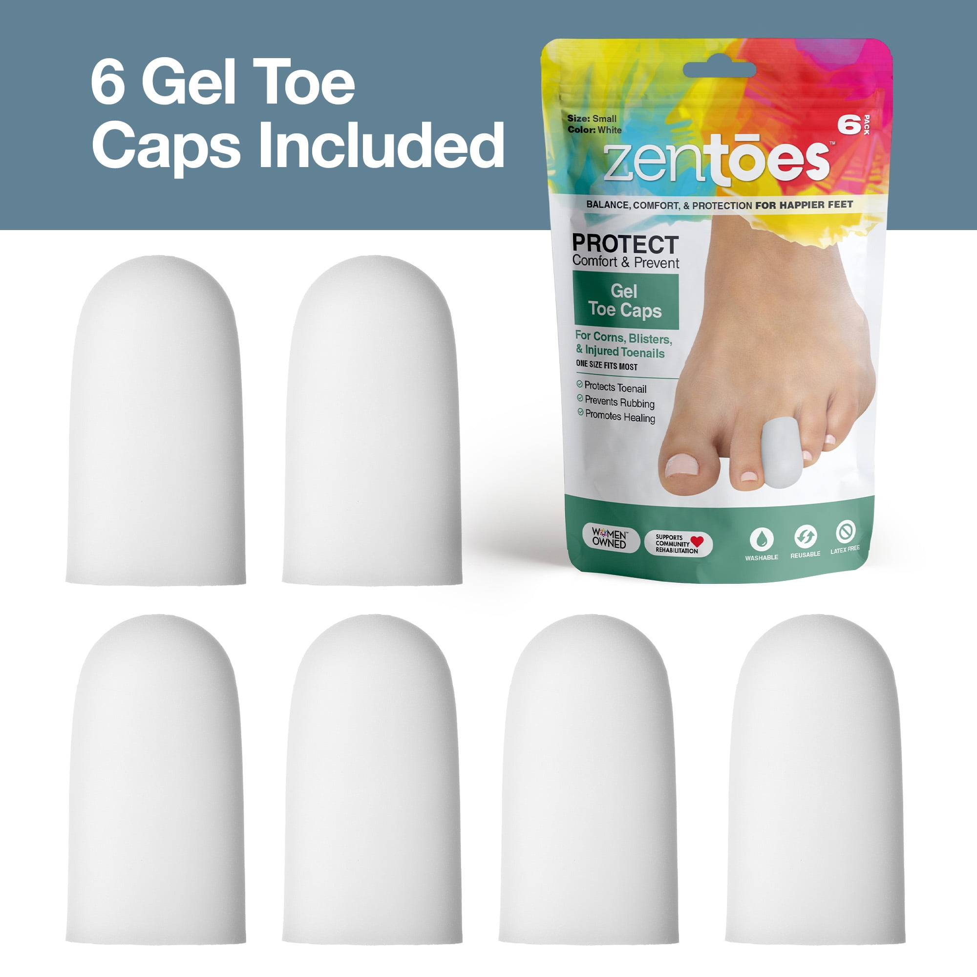 ZenToes Pack Gel Toe Cap and Protector Cushions and Protects to Provide  Relief from Missing or Ingrown Toenails, Corns, Blisters, Hammer Toes