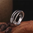 thumbnail image 4 of Wollet S925 Sterling Silver Ring, Open End, Geometric Multi-layer Round Buckle Open Ring Women's Vintage Ring, 4 of 4