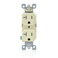thumbnail image 2 of Leviton T5820-I 20 Amp 125 Volt, Duplex Receptacle, Straight Blade, Residential Grade, Self Grounding, Ivory, 2 of 4