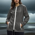 thumbnail image 6 of HUJlwoi Workout Jackets for Woman Lightweight Drawstring Windbreaker Waterproof Hooded Tops with Zipped Pocket Outdoor Running Hiking Clothes, 6 of 6