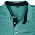 thumbnail image 5 of Mens T-shirts Male Summer And Spring Solid Color Lapel Short Sleeve Button Neck Striped Oversized Shirt Top Mens Summer Shirt Athletic V Neck Shirts Men Long Sleeve Fitted Athletic Clothe Mint Green L, 5 of 5