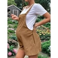 thumbnail image 4 of Women'S Summer Casual Bib Short Overalls Loose Linen Jumpsuit Beach Outfits Travel Vacation Clothes Brown XL, 4 of 6