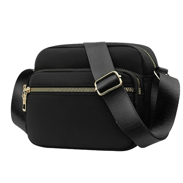 Bolso bandolera de nailon para mujer, bolso de hombro informal para mujer, color negro