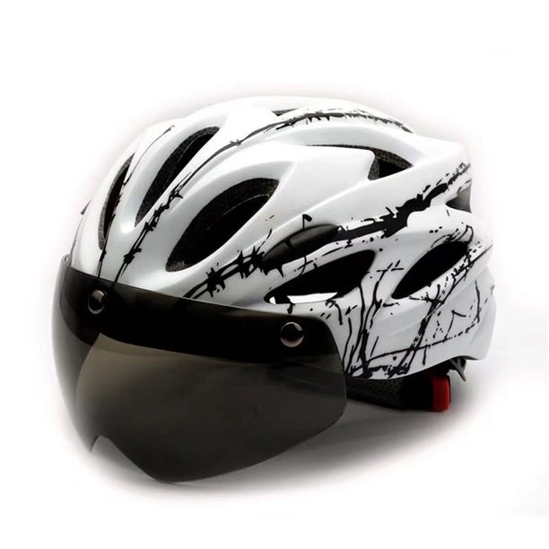 Casco de bicicleta con gafas magnéticas integradas, casco de ciclismo, casco de ciclismo de montaña, casco de montar en bicicleta, luz trasera