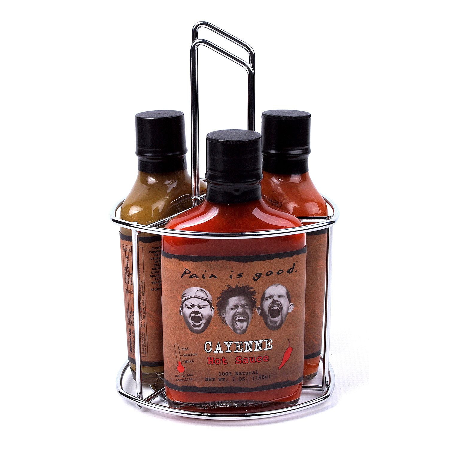Product of Pain Is Good Hot Sauce, 1 Chrome Caddy (7 oz. bottles, 3 pk