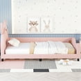 thumbnail image 6 of Pink Twin Size Daybed With Cute Headboard And Charming Carton Ears - Padding Fabric Upholstered In Stylish Silhouette For Bedroom Decor, 6 of 7