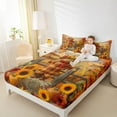 thumbnail image 4 of Manfei Kawaii Scarecrow Child Twin Sheet Sets, Farmhouse Harvest Sunflower Twin Fitted Sheet, Orange Pumpkin Flat Sheet, Ultra Soft Home Decor, 3pcs, 4 of 7