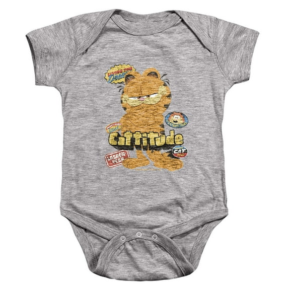Garfield Movie Cattitude Unisex Infant Snap Suit for Baby, Athletic Heather, Medium