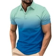 thumbnail image 2 of Antinious Summer Beach Shirt Men,Oversized Tshirts for Man,Mens Short Sleeve Shirts Button up Casual Gradient Lapel Up Top,Blue,S, 2 of 5