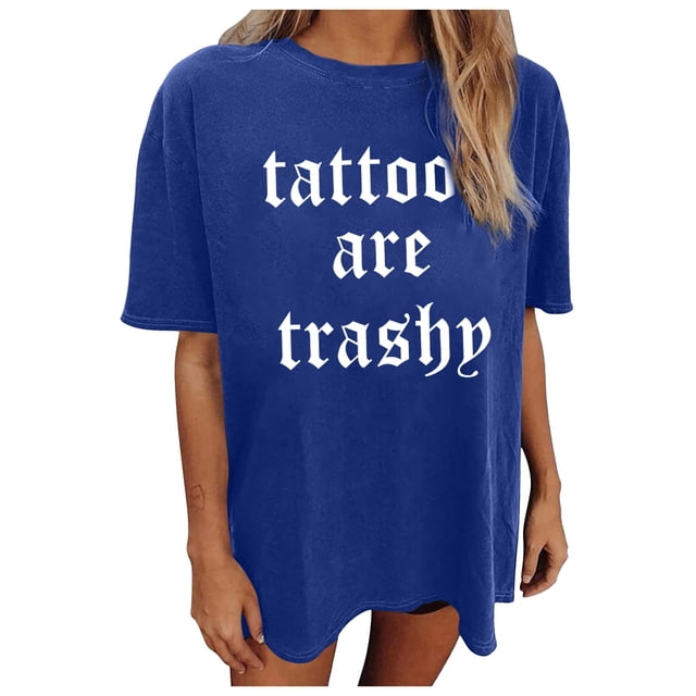WEAIXIMIUNG T-Shirt Décontracté pour Femmes Imprimé Lettre Col Rond Tee-Shirt Élégant pour Usage Quotidien