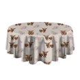 thumbnail image 5 of Beige Highland Cow Flower Pattern Round Tablecloth 60"x60",Wrinkle Wipeable Table Cloth for Kitchen Dining Room Picnic Patio Party, 5 of 6