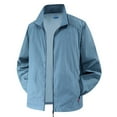 thumbnail image 2 of FINALGANG Mens Stand Collar Zip Up Solid Color Lightweight Windbreaker Loose Fit Outdoor Sports Travel Breathable Casual Jackets For Daily Wear Soft Top Light Blue XXXXL, 2 of 3