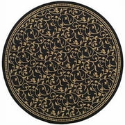 94" Courtland Heat Set Polypropylene Round Indoor/Outdoor Rug, Black