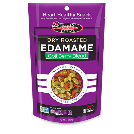 Seapoint Farms Dry Roasted Edamame, Goji Blend, 3.5 Ounce Pouches