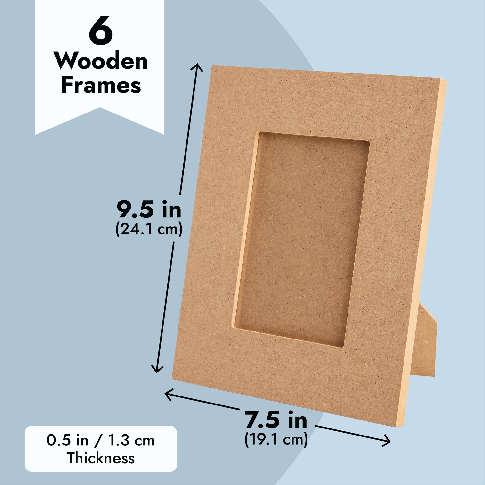 Set of Unfinished Wooden Picture Frames for 4 x 6 Photos, for DIY Home Dcor, 3-Pack, Brown