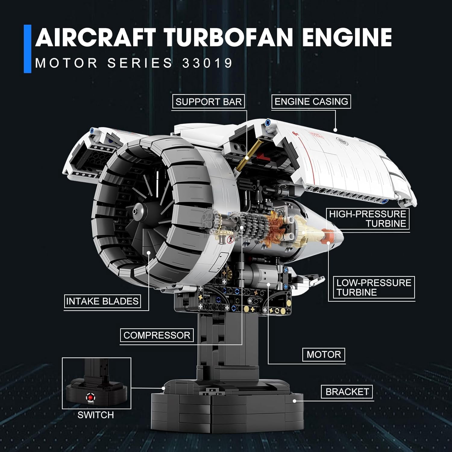 Aircraft Engine Building Sets, Engine Model Kit That Works, Model Engine Kit for Adults with Motor 33019, STEM Mechanic Engineering Model Construction Toys for 14+ (1813 PCS)