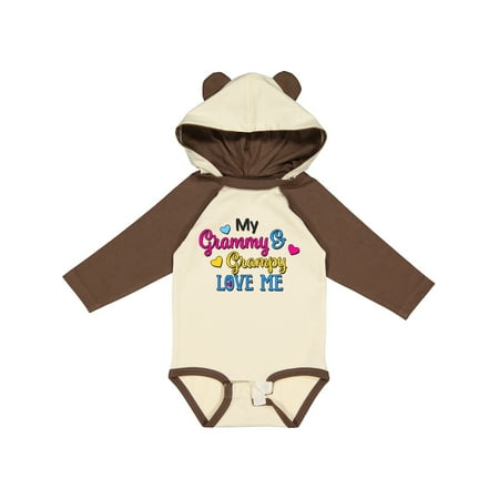 

Inktastic My Grammy and Grampy Love Me with Hearts Gift Baby Boy or Baby Girl Long Sleeve Bodysuit