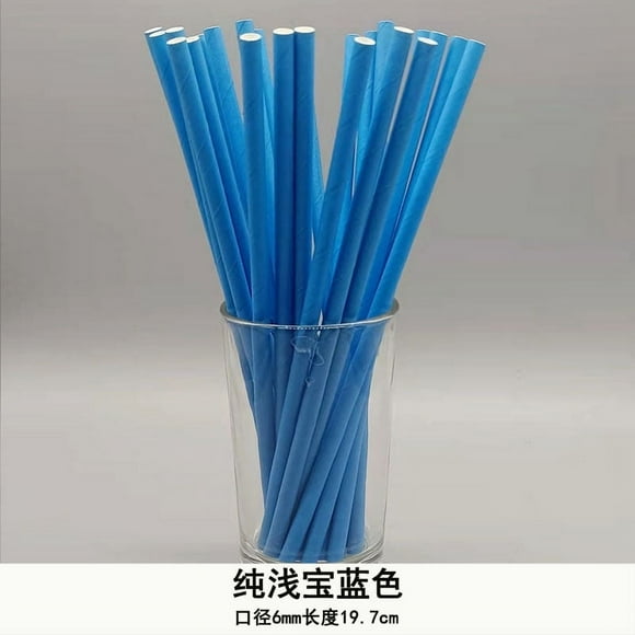 Zhuge 100 pajitas de papel biodegradables para suministros de fiesta, cumpleaños, decoraciones navideñas, color azul