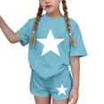 thumbnail image 4 of WRKEKC Girls 2 piece Outfits Printed Round Neck Short Sleeve T-Shirt and Casual Shorts Set for 3-15 Years, 4 of 8