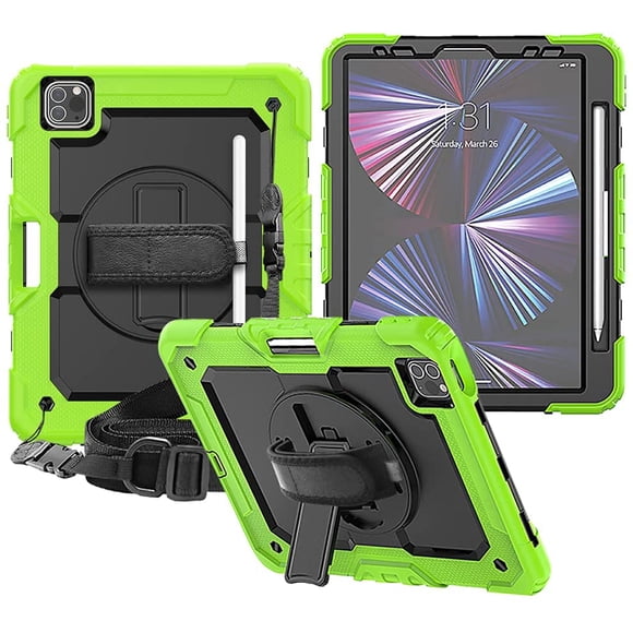 iPad Air 4th Generation Case 10.9 2020 iPad Pro 11 2021/2020/2018 Cases with Screen Protector Pencil Holder Shockproof Heavy Duty Rugged Strap Cover for iPad Pro 11 3nd/2nd/1st Gen