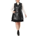 thumbnail image 2 of Chalecos de talgrande pamujer, sin mangas, con solapa, casual, chaquetas de PU, chaleco Negro 1X, 2 of 6