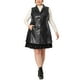 thumbnail image 2 of Chalecos de talgrande pamujer, sin mangas, con solapa, casual, chaquetas de PU, chaleco Negro 1X, 2 of 6