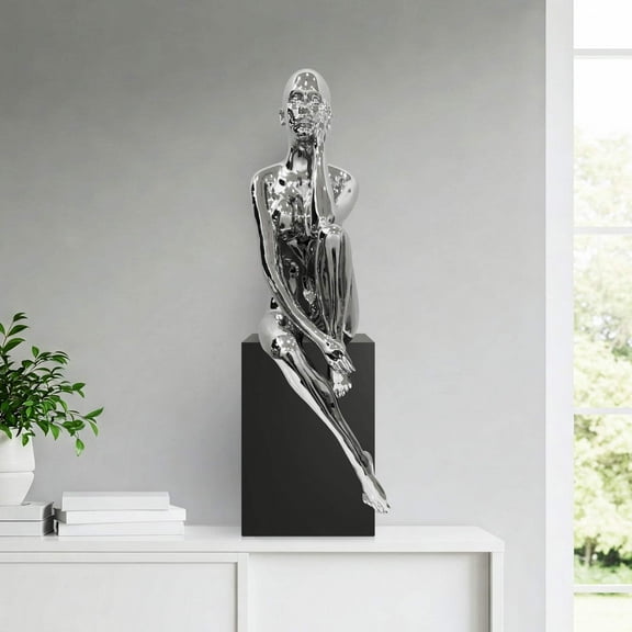 Antoinette Doll Sculpture with Base // Chrome