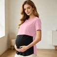 thumbnail image 6 of Hxshgdsn Womens Maternity Double Layer Nursing Top Short Sleeve Patchwork Round Neck for Breastfeeding（Pink/XL）, 6 of 9