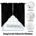 thumbnail image 3 of Solid Color Swag Valances for Windows 2 Pack Black Swag Kitchen Curtains 36 Inches Long Rod Pocket Short Window Treatment for Kitchen Bathroom 36"x36", 3 of 8