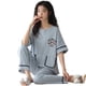 thumbnail image 2 of Conjunto de Pijama grande de manga corta para Mujer, ropa de dormir de punto con puntos de oso de dibujos animados, de algodón, elegante, 5XL, 2 of 4