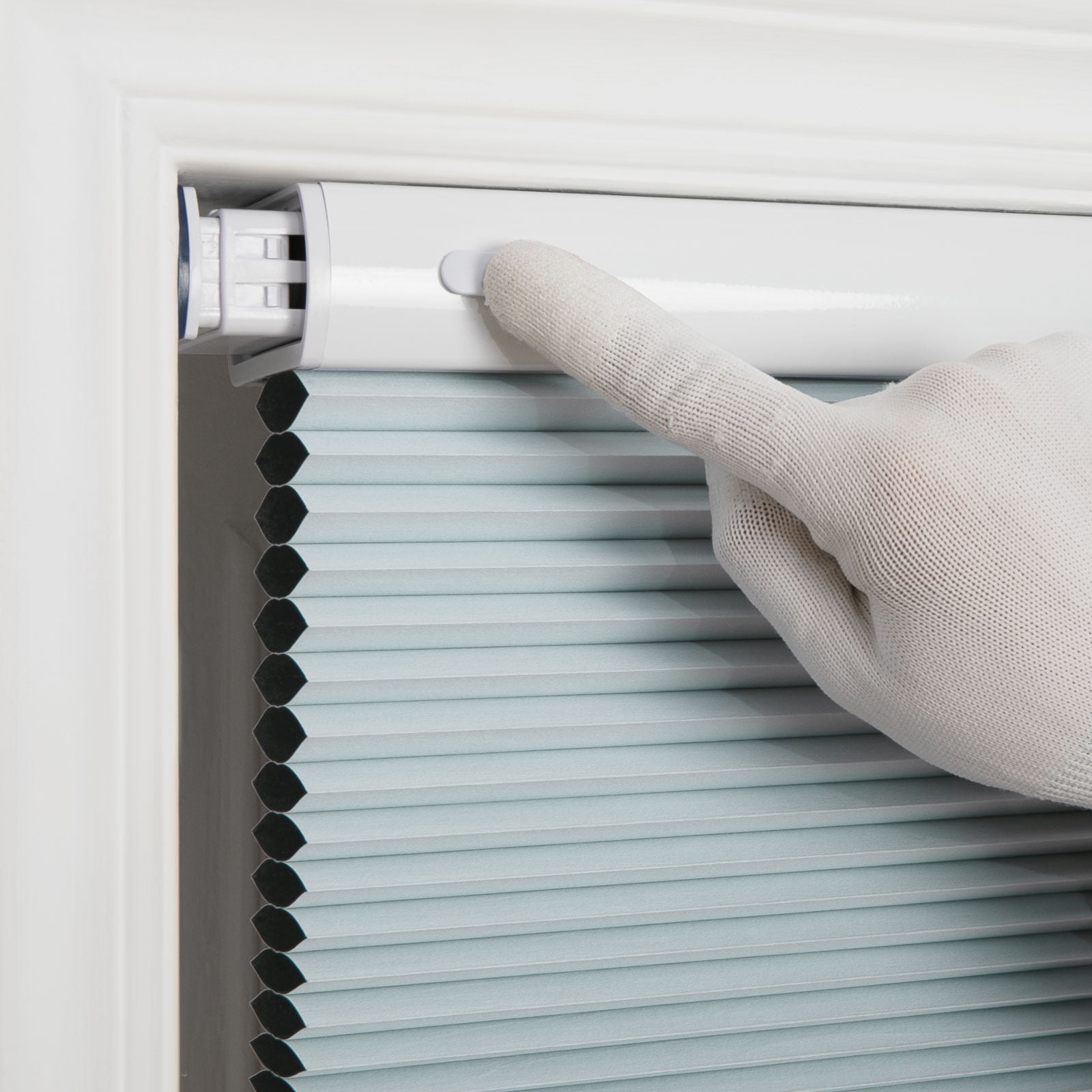TWOPAGES Aura Blackout No Drill Cellular Shade - Cordless Honeycomb Blinds for Windows, Light Blue, 24"x72" (1 Panel)