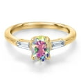 thumbnail image 3 of Gem Stone King 10K Yellow Gold Mercury Mist Mystic Topaz and Lab Grown Diamond Engagement Ring for Women | 1.20 Cttw | Oval 7X5MM | Gemstone November Birthstone | Size 9, 3 of 6