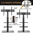thumbnail image 3 of FITUEYES  Tempered Glass Base Floor TV Stand 32-65 Inch, Height adjustable,Swivel TV Stand with Mount,with Two Shelves,Black, 3 of 6