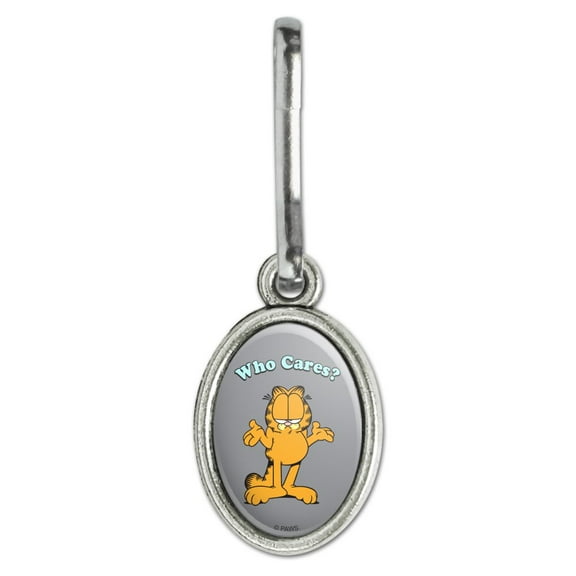 Garfield Who Cares? Antiqued Oval Charm Clothes Purse Suitcase Backpack Zipper Pull Aid