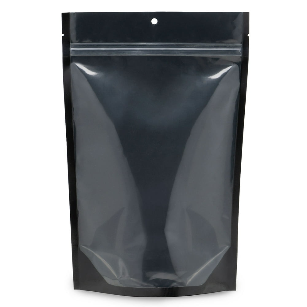 100 pcs 5"x8.5" Mylar Clear/Black Nylon Resealable Stand Up Bags Heat