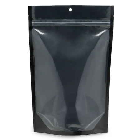 100 pcs 5"x8.5" Mylar Clear/Black Nylon Resealable Stand Up Bags Heat Seal Zipper Lock Reusable Storage Pouches for Zip Food Storage Lock Packaging with Tear Notches