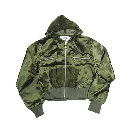 private label little girls satin zip front jacket green 14