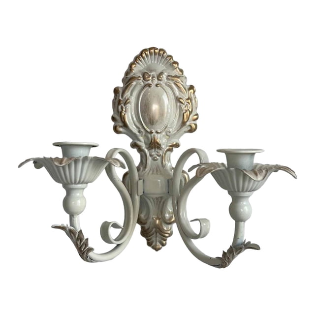 Candelabro de pared decorativo, candelabro de hierro para velas blanco