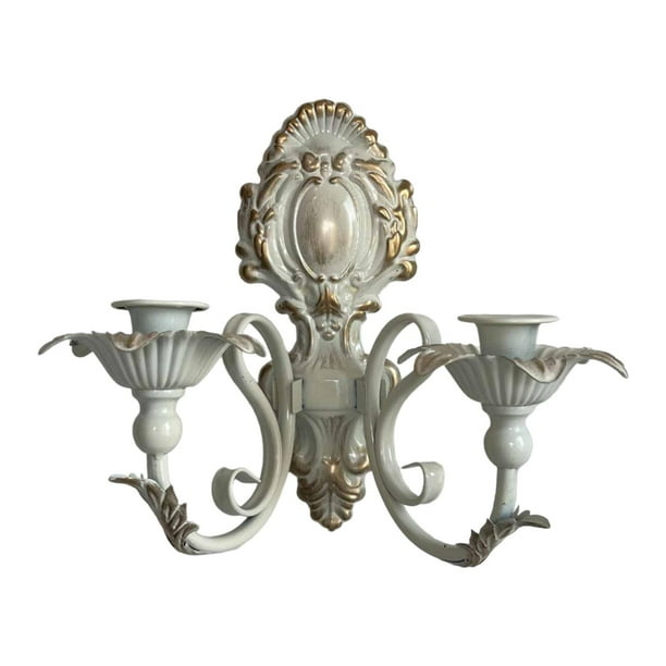Candelabro de pared decorativo, candelabro de hierro para velas blanco