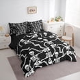 thumbnail image 3 of Manfei Gothic Skull 7pcs Bedding Comforter Set,Funny Halloween Skeleton Queen Bedding Sets,White Black Queen Sheet Sets For Boys,Microfiber Bedroom Decor Reversible, 3 of 8